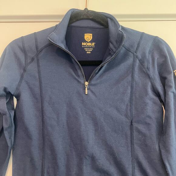 Noble Equestrian Women's Lightweight Wool Quarter Zip Dark Blue Size XXS - Picture 3 of 8